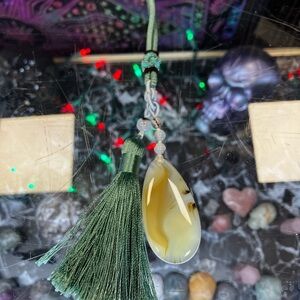 Green Tassel with Yellow Pendant Key Chain Or Car Accessory